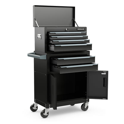 6-Drawer Rolling Tool Storage Chest Cabinet with Universal Wheels and Hooks