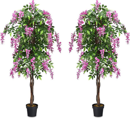 6-Feet Artificial Wisteria Silk Indoor-Outdoor Tree with Adjustable Tree Branche-2 Pieces - 2 Pieces