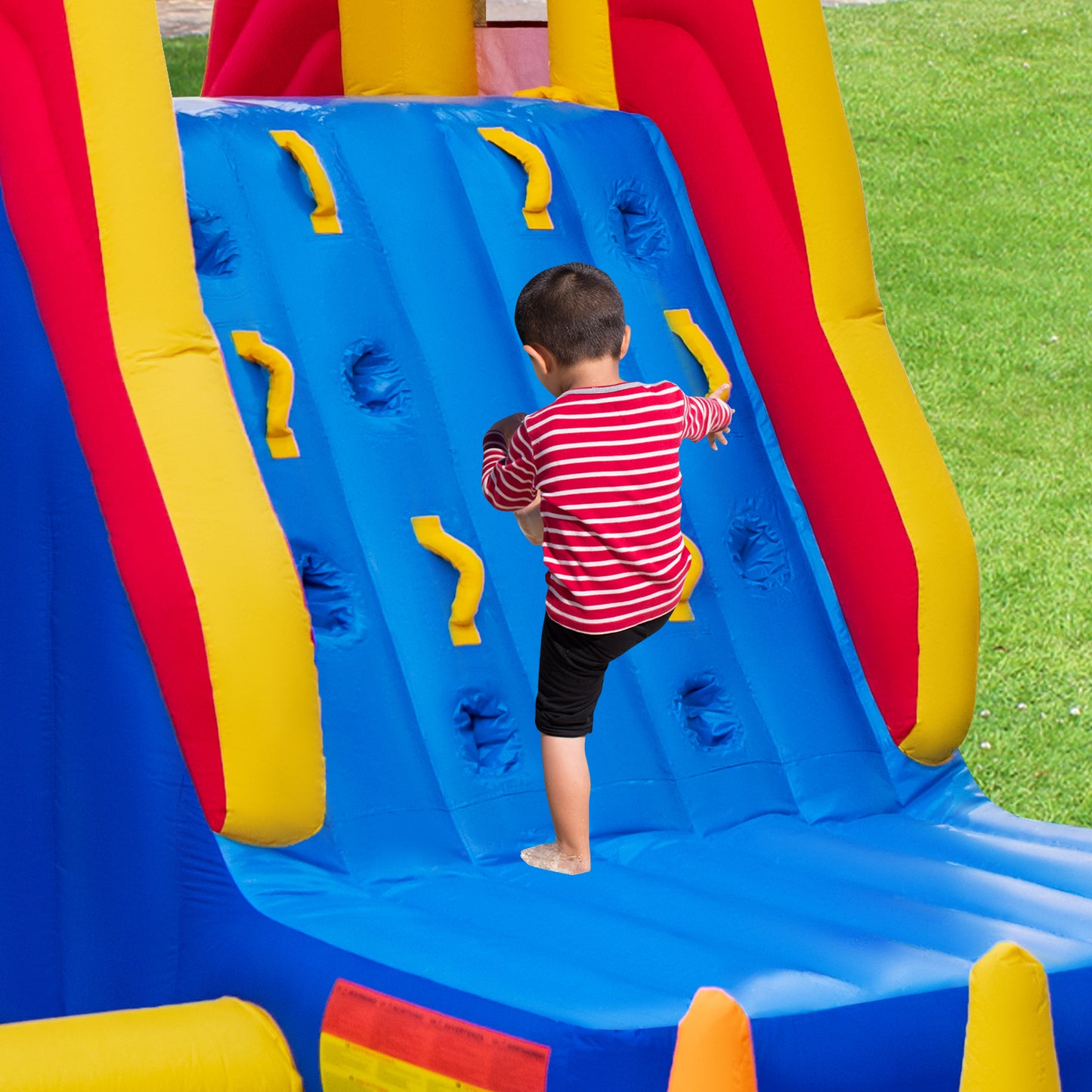 6-In-1 Inflatable Water Slide with Dual Slides and Cave Crawling Game without Blower