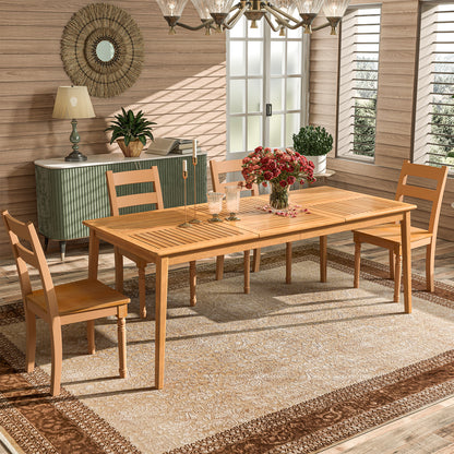 6-Person Outdoor Acacia Wood Rectangular Bistro Dining Table