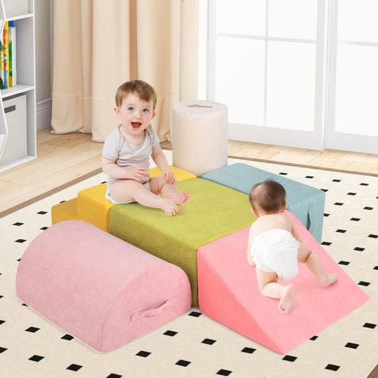 6-Piece Baby Climbing Blocks with 30D High-Density Foam and Carrying Handles