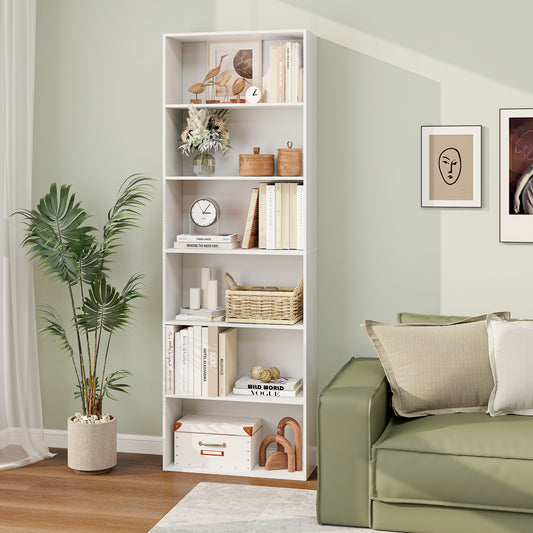 6-Tier Bookcase with 6 Open Shelves and Anti-Toppling Kits