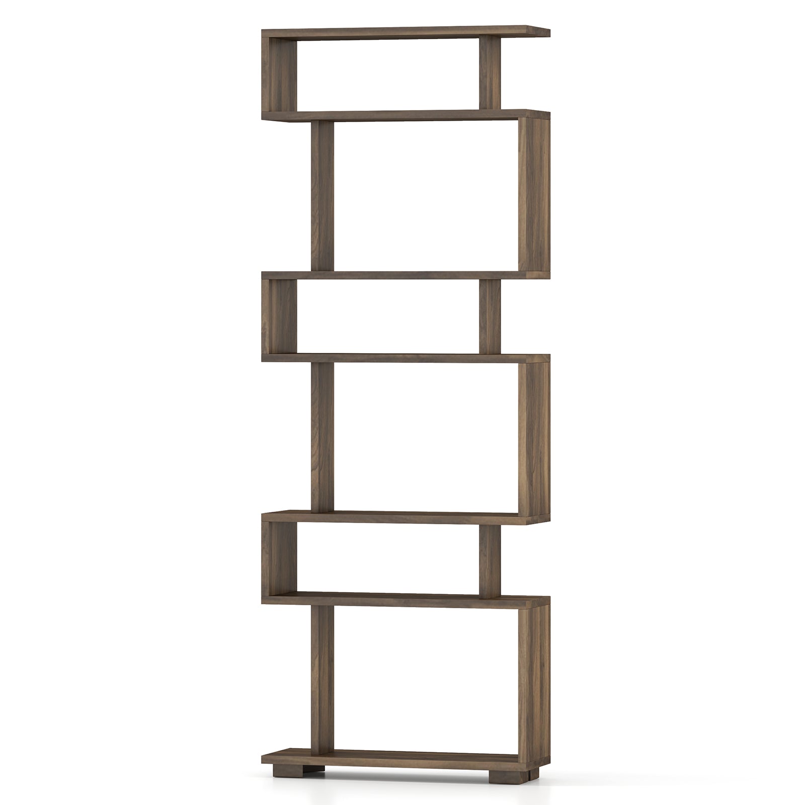 6-Tier Bookcase with Anti-Tipping Kit-Walnut - Walnut