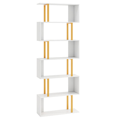 5-Tier/6-Tier Geometric Bookcase with Metal Frame and Anti-tipping Kits-5 Tier - Tier