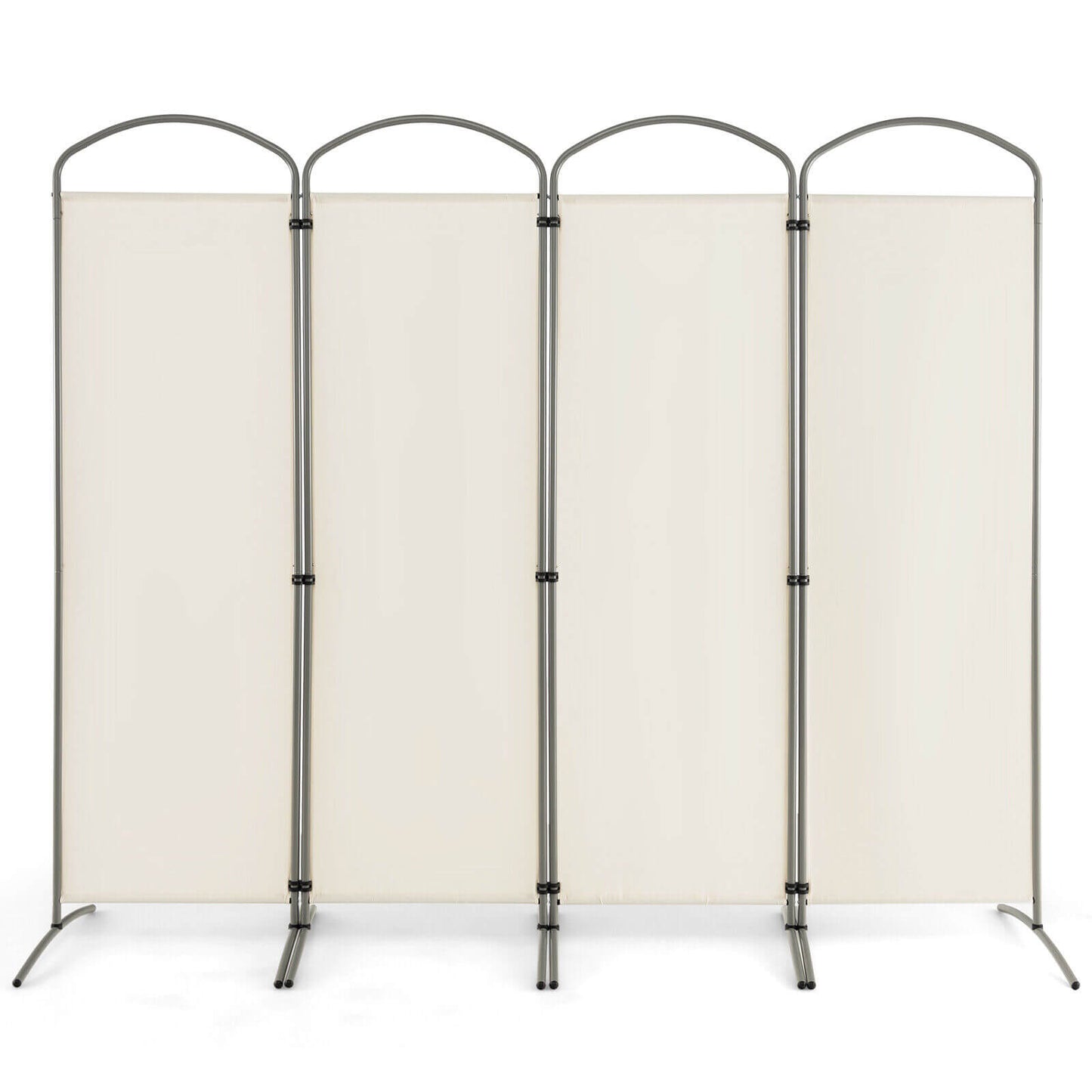 6.2Ft Folding 4-Panel Room Divider for Home Office Living Room-Black - White