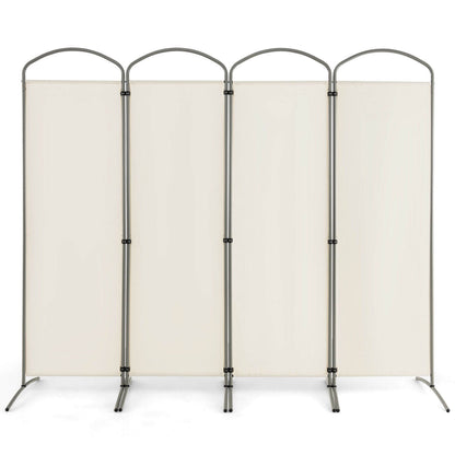 6.2Ft Folding 4-Panel Room Divider for Home Office Living Room-Black - White
