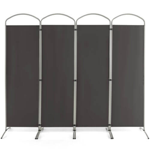 6.2Ft Folding 4-Panel Room Divider for Home Office Living Room-Black - Gray