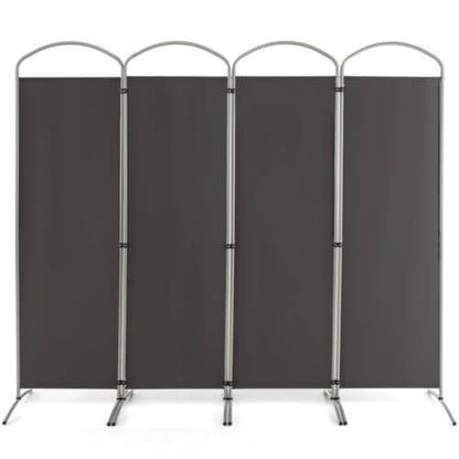 6.2Ft Folding 4-Panel Room Divider for Home Office Living Room-Black - Gray