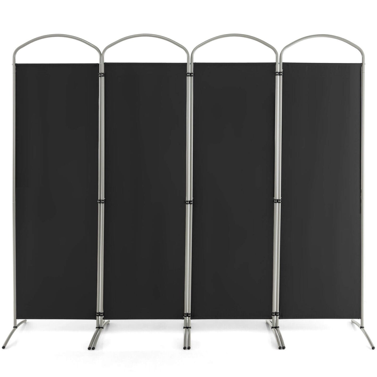 6.2Ft Folding 4-Panel Room Divider for Home Office Living Room-Black - Black