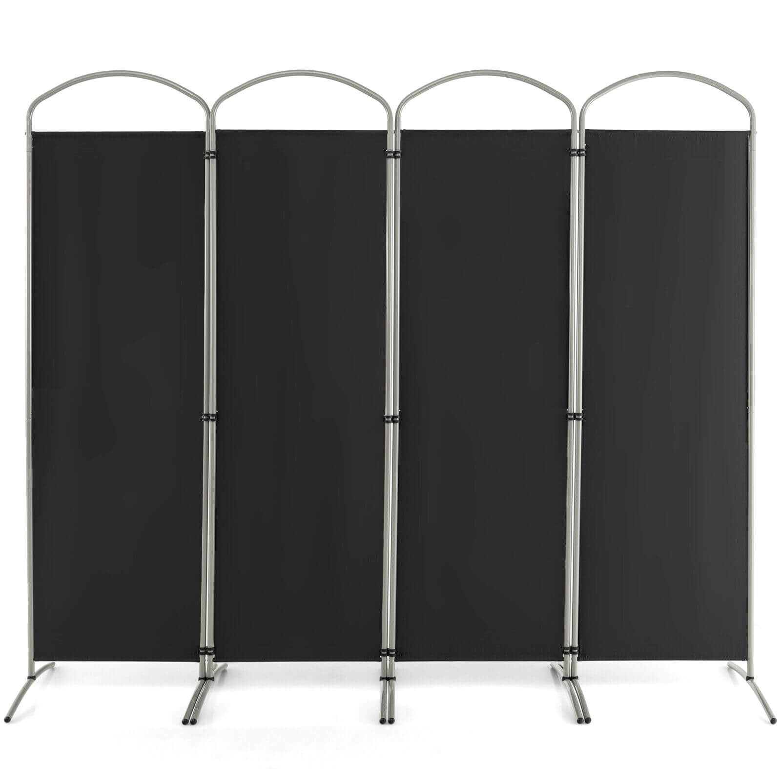 6.2Ft Folding 4-Panel Room Divider for Home Office Living Room-Black - Black
