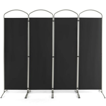 6.2Ft Folding 4-Panel Room Divider for Home Office Living Room-Black - Black