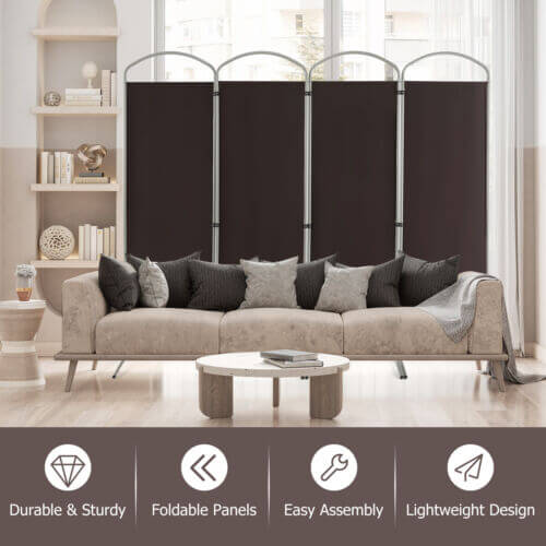 6.2Ft Folding 4-Panel Room Divider for Home Office Living Room