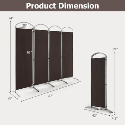 6.2Ft Folding 4-Panel Room Divider for Home Office Living Room