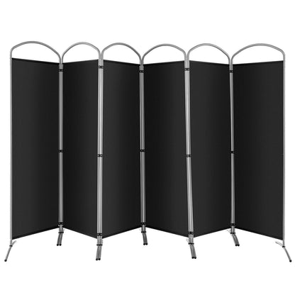 6 Feet 6-Panels Freestanding Folding Privacy Screen-Brown - Black