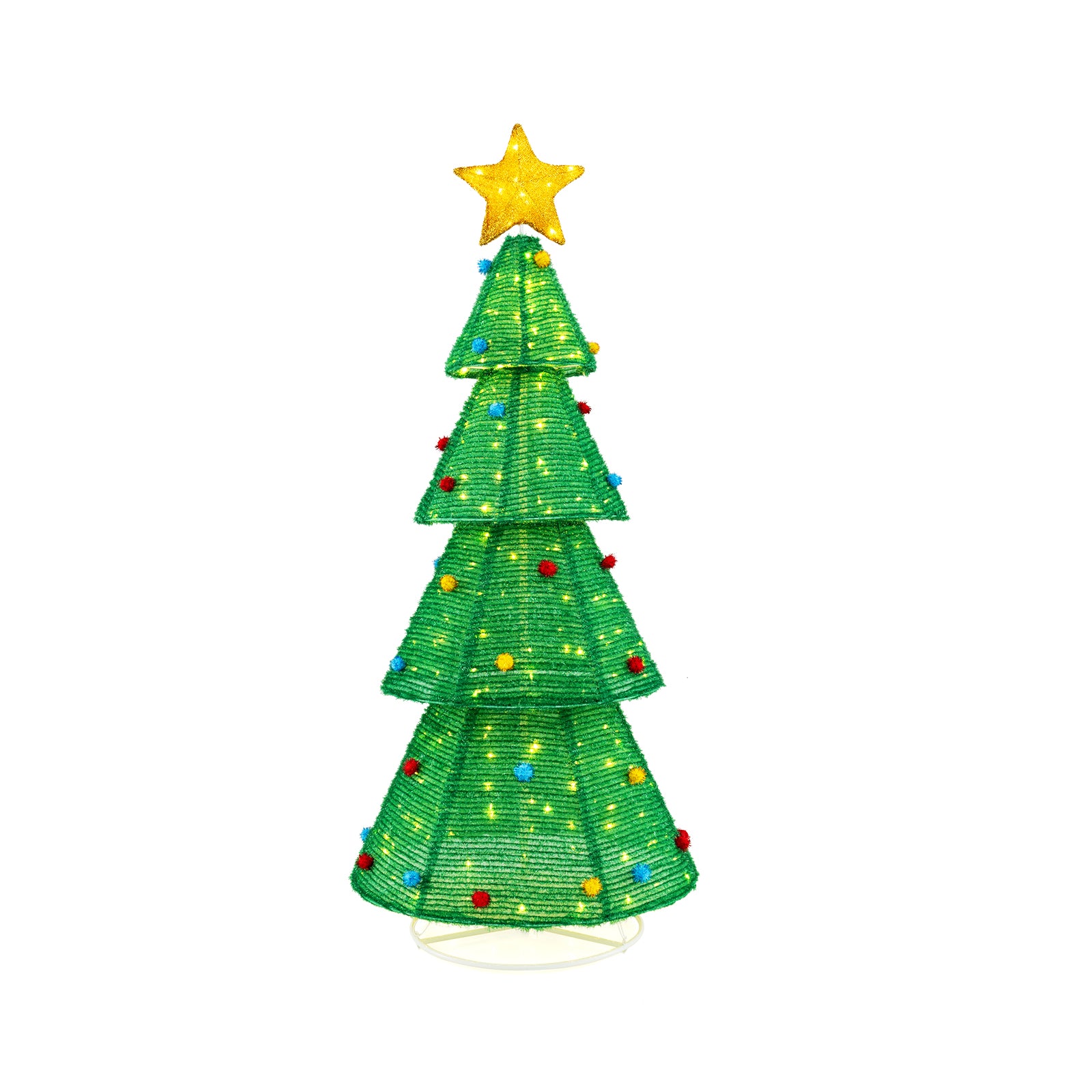 6.2 Feet Collapsible Christmas Tree with 200 Built-in LED Lights and Top Star Decoration
