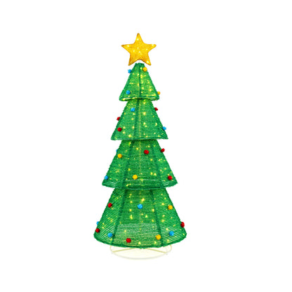 6.2 Feet Collapsible Christmas Tree with 200 Built-in LED Lights and Top Star Decoration