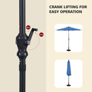 10 Feet Patio Solar Umbrella with Crank and LED Lights-Blue