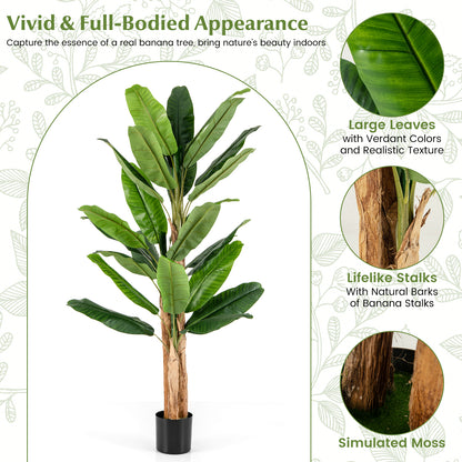 5.5/6.5 Feet Tall Artificial Banana Tree with 10/27 Large Leaves