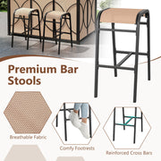 6.5 x 4 x 8 FT Grill Gazebo Set with 2 Bar Stools and Bar Table-Brown