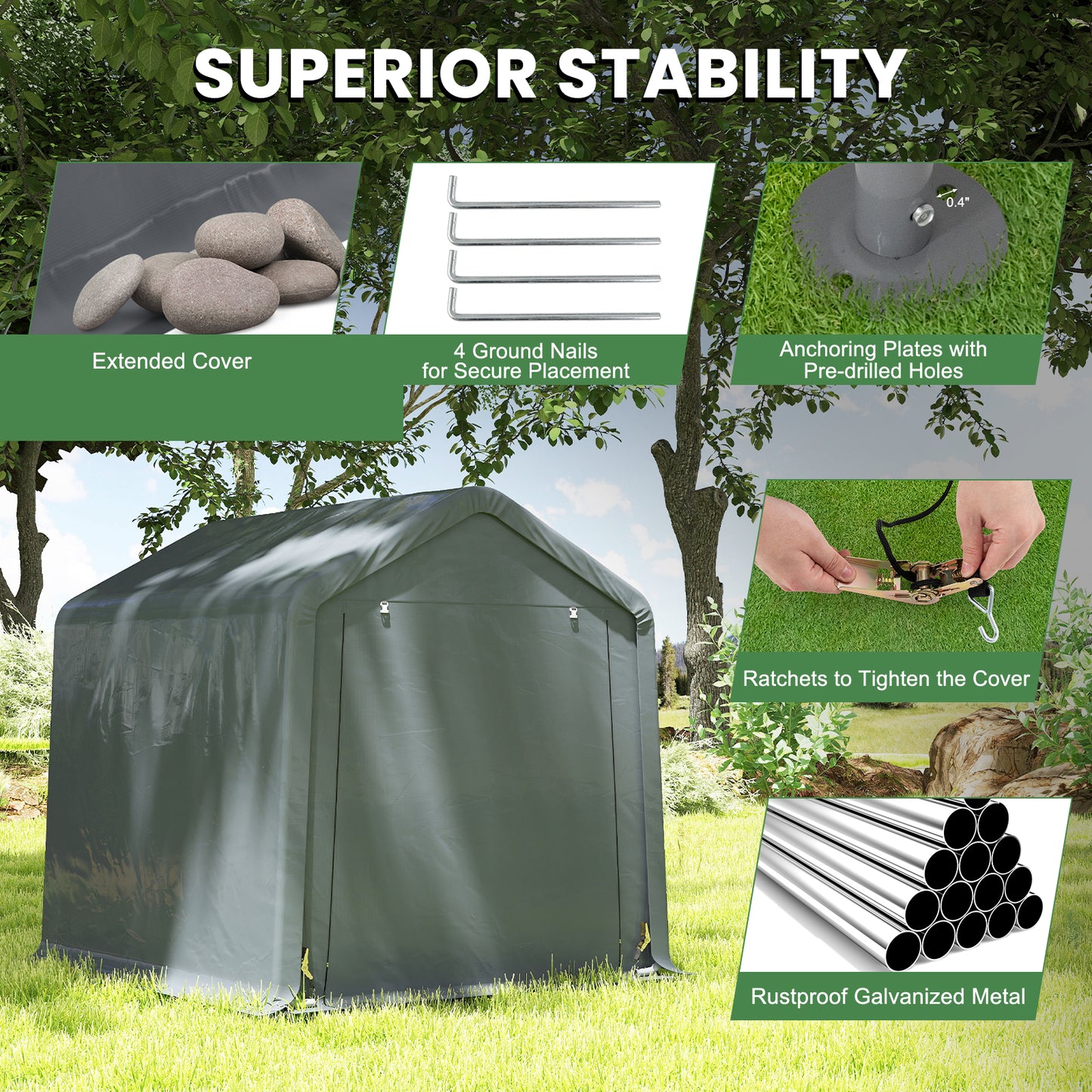 6 x 6.5/8 x 6.5 Feet Portable Motorcycle Outdoor Storage Shelter