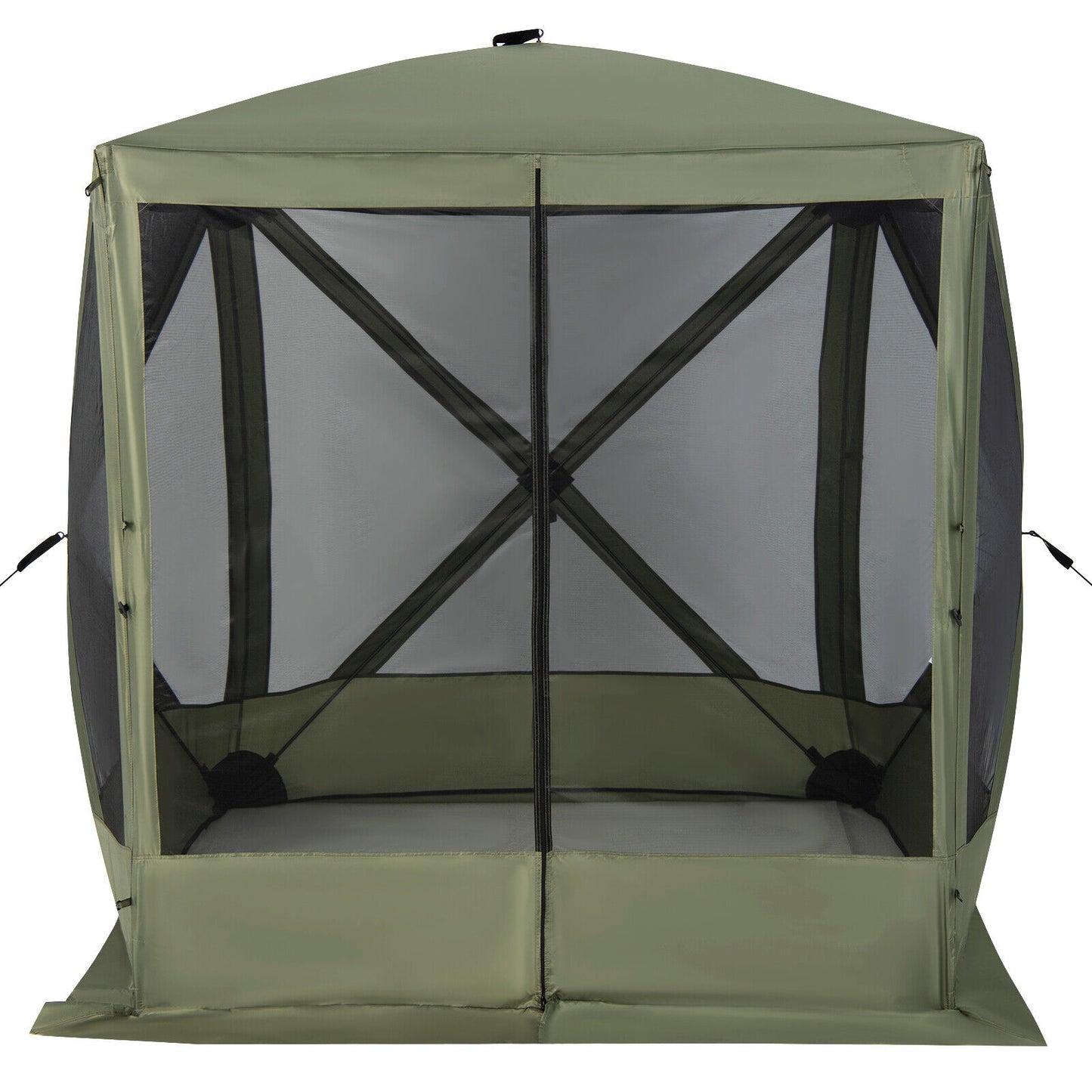 6.7 x 6.7 Feet Pop Up Gazebo with Netting and Carry Bag-Coffee - Green