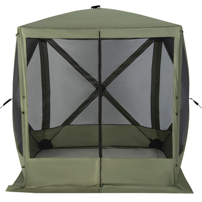 6.7 x 6.7 Feet Pop Up Gazebo with Netting and Carry Bag-Coffee - Green