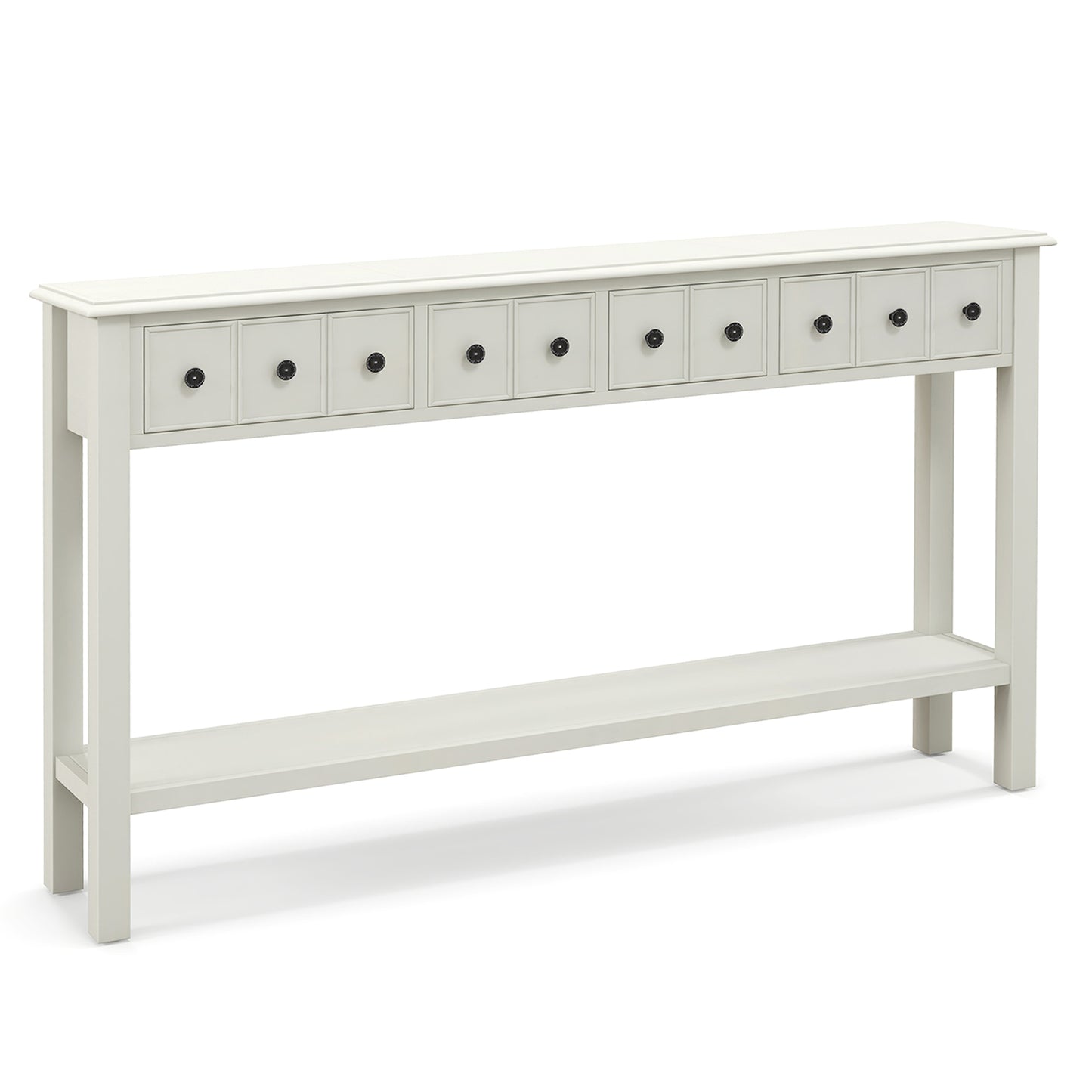60 Inch Long Sofa Table with 4 Drawers and Open Shelf for Living Room-White - White