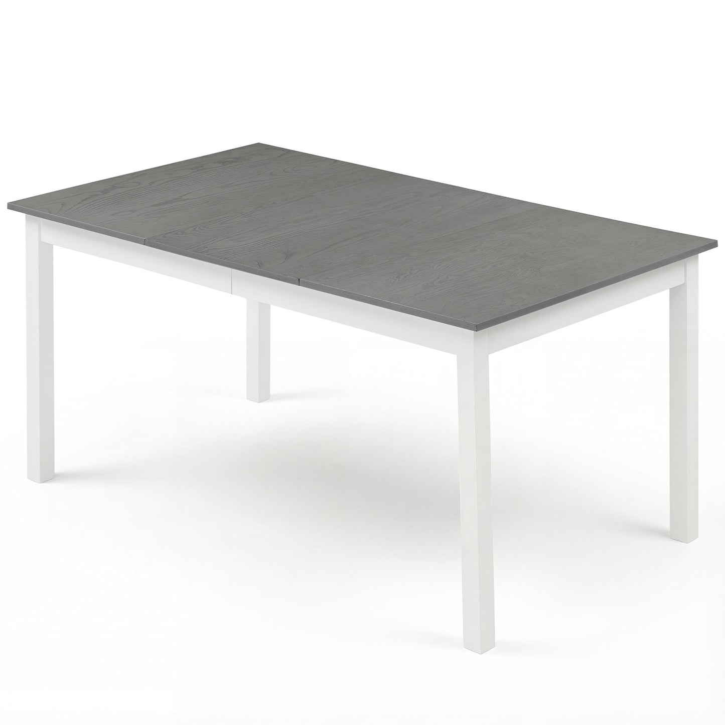 60 Inch Rectangular Dinner Table with Solid Rubber Wood Legs-Gray