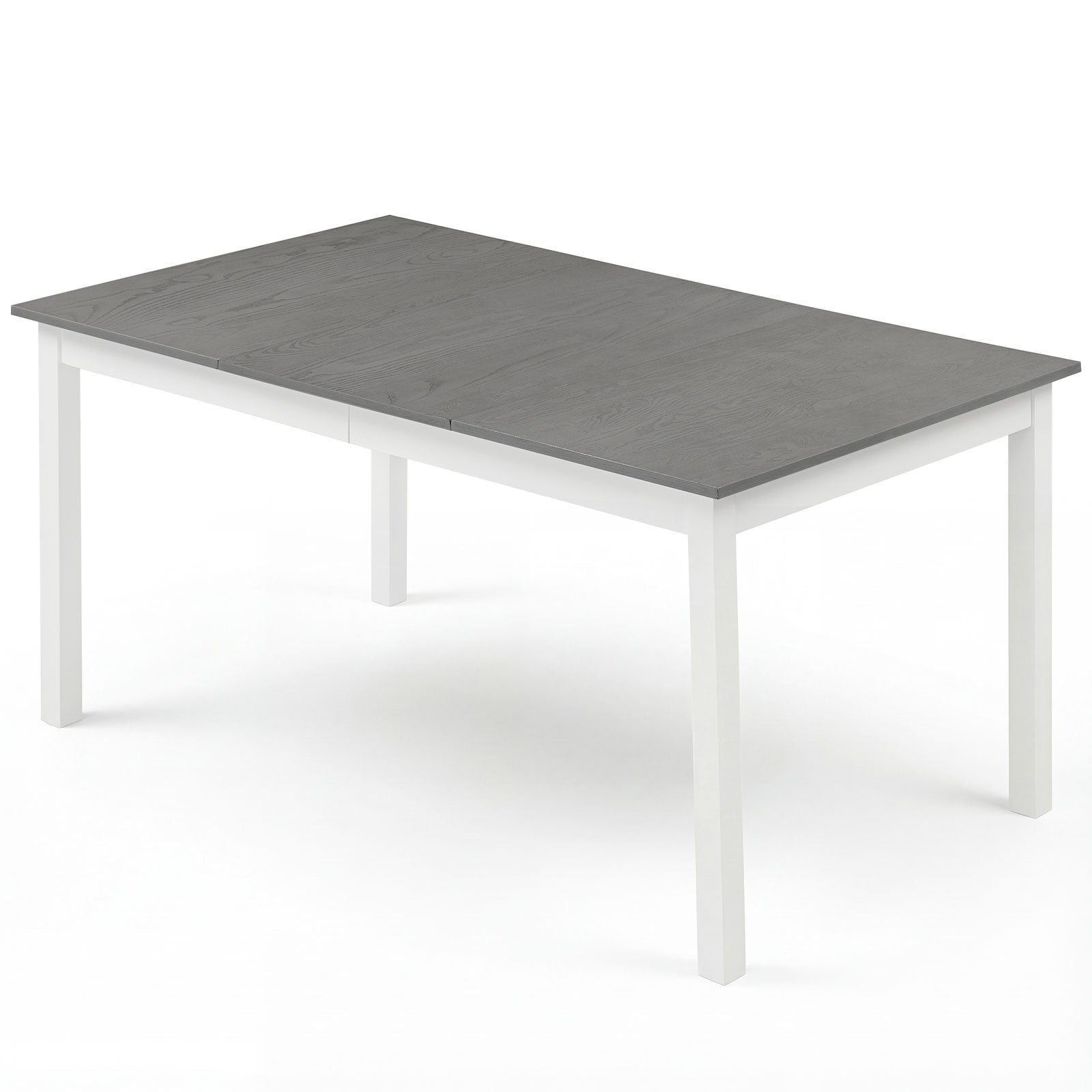 60 Inch Rectangular Dinner Table with Solid Rubber Wood Legs-Gray