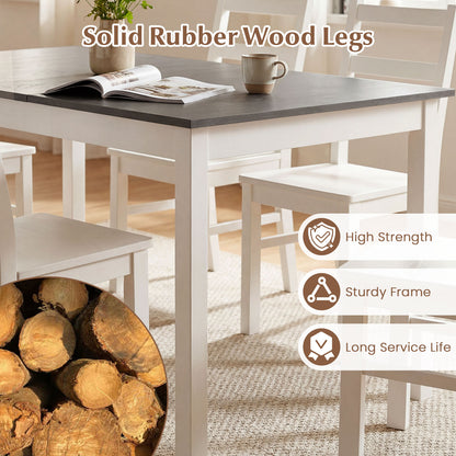 60 Inch Rectangular Dinner Table with Solid Rubber Wood Legs-Gray