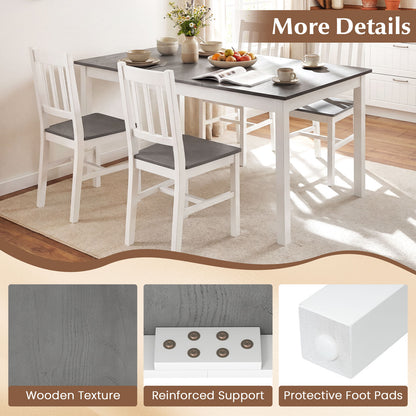60 Inch Rectangular Dinner Table with Solid Rubber Wood Legs-Gray
