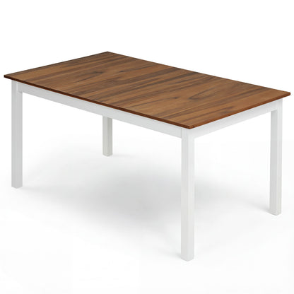 60 Inch Rectangular Dinner Table with Solid Rubber Wood Legs-Brown