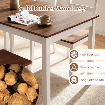 60 Inch Rectangular Dinner Table with Solid Rubber Wood Legs-Brown