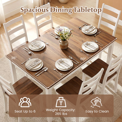 60 Inch Rectangular Dinner Table with Solid Rubber Wood Legs-Brown