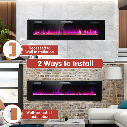 60 Inches Ultra-thin Electric Fireplace with Remote Control and Timer Function