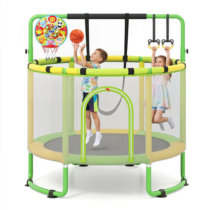 60-Inch Kids Trampoline with Adjustable Gymnastics Bar