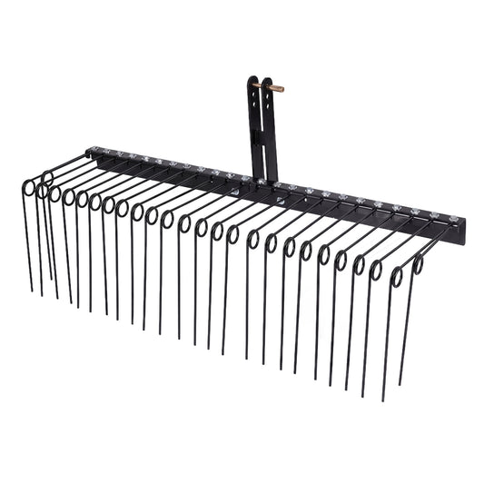 60 inch Pine Straw Rake Tow Behind Landscape Rake with 26 Metal Coil Tines