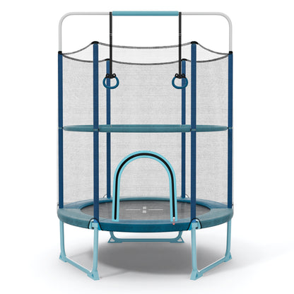 60 Inch Trampoline with Gymnastic Bar and Rings for Kids