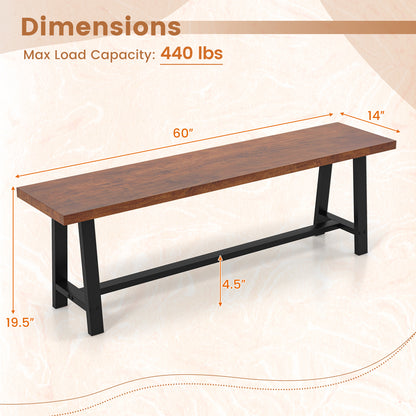 60 Inch Dining Bench 3 Person Entryway Shoe Bench with Metal Frame-60 inches