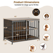 40 Inch Dog Crate Furniture Dog Kennel with Dual Lockable Double Doors-Rustic Brown