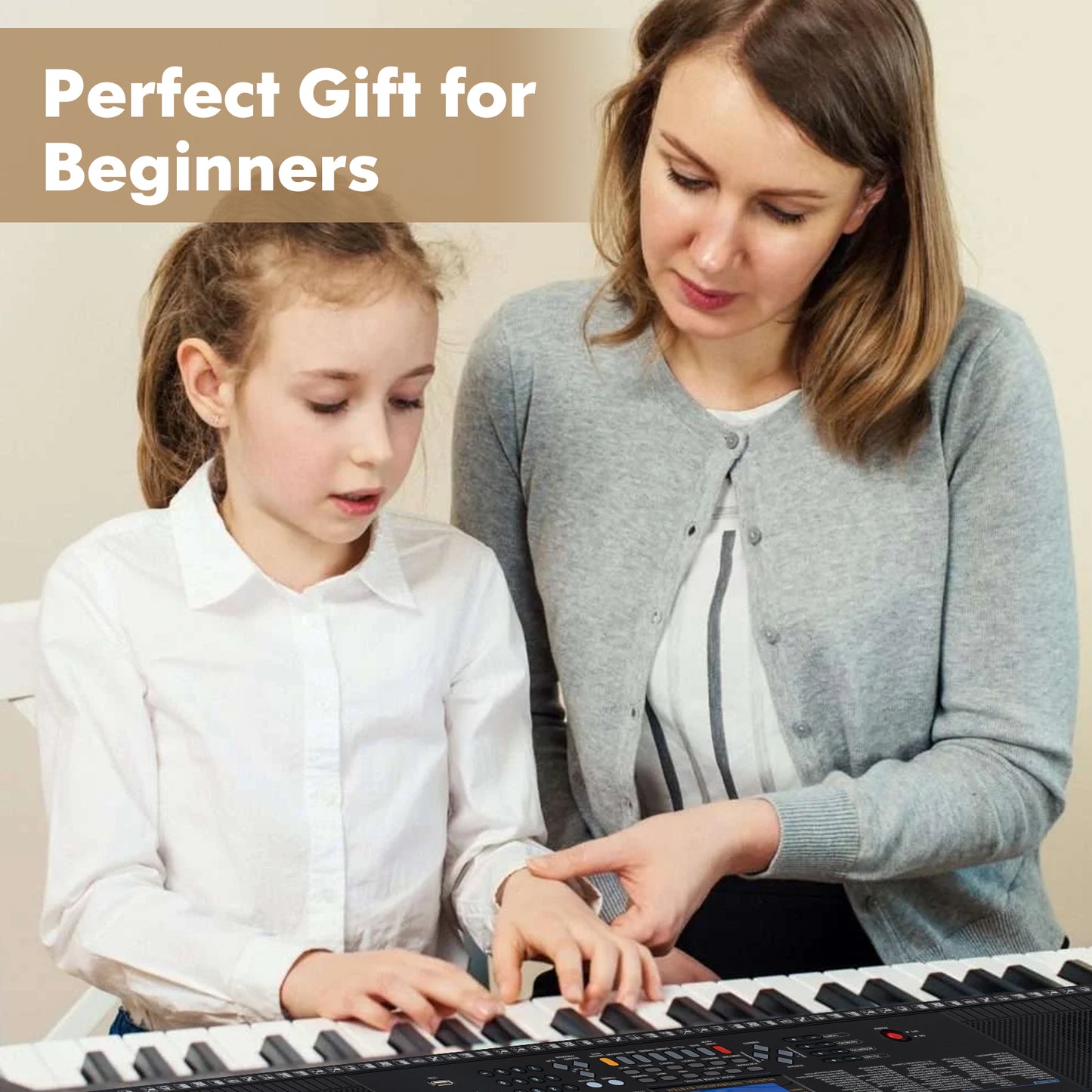 61-Key Portable Electronic Keyboard Piano with Stand and Stool
