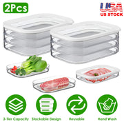 2Pcs Deli Meat Container With Lid for Fridge Stackable Bacon Container Clear Food Storage Box with Lid Meal Prep Container for Lunch Meat Salami Cold