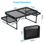 Foldable Camping Grill Table with Side Trays