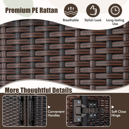 62 Inch Wicker Wardrobe with 2 Doors PE Rattan Closet with Hanging Rod