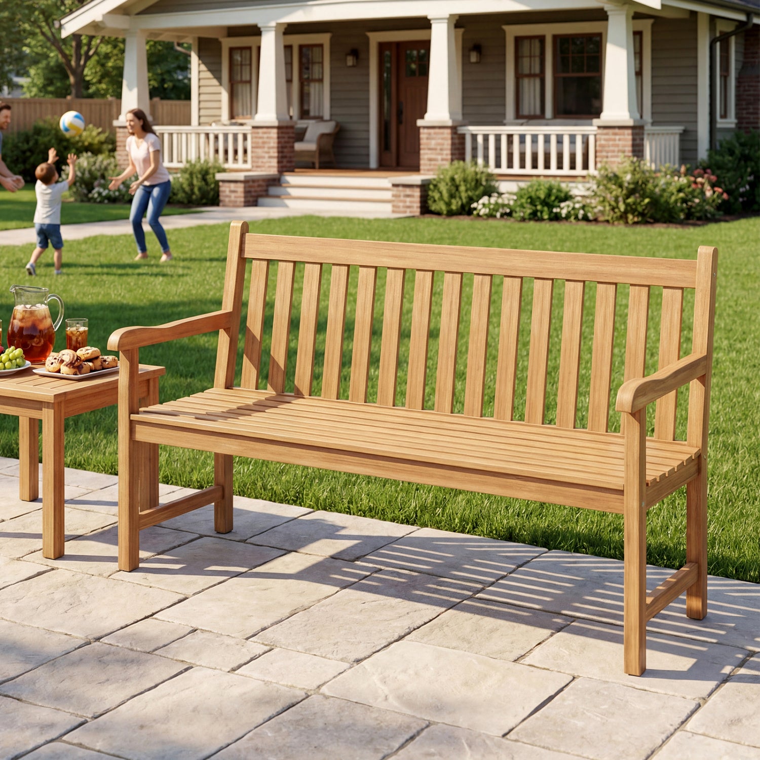 62inch Teak Outdoor Porch Bench 3