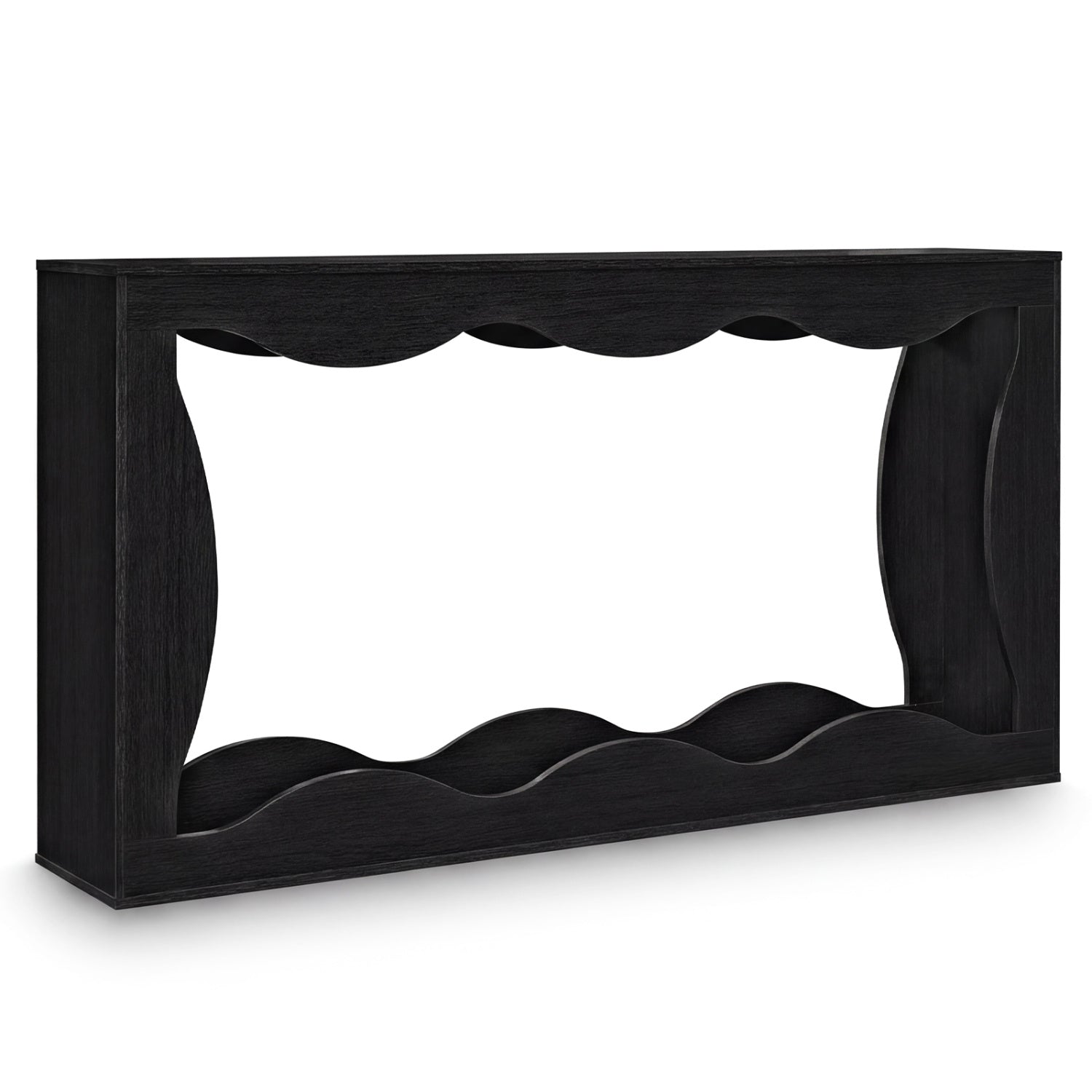 63 Inch Console Table 2-Tier Narrow Entryway Table with Wavy Edge Storage Shelf