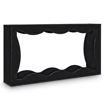 63 Inch Console Table 2-Tier Narrow Entryway Table with Wavy Edge Storage Shelf