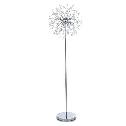 63-Inch Crystal Floor Lamp with Acrylic Crystals-Sliver