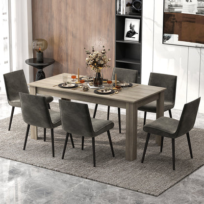 63 Inch Rectangular Modern Dining Kitchen Table-Oak - Light Gray