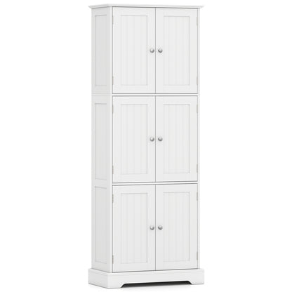 63-Inch Tall Bathroom Storage Cabinet with 6 Doors